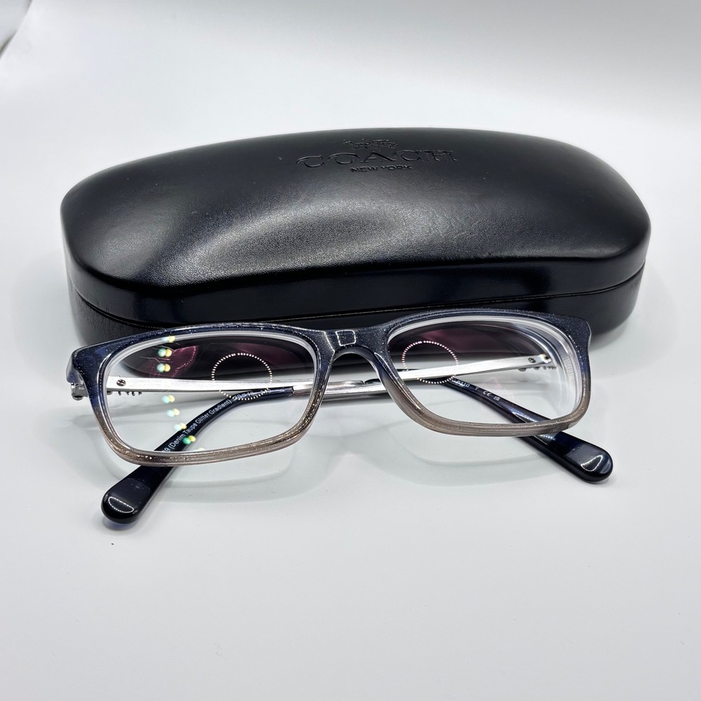 Preppy Sparkle Eyeglasses Coach HC6110 50mm Denim Taupe Glitter Acetate Silver - Picture 5 of 14